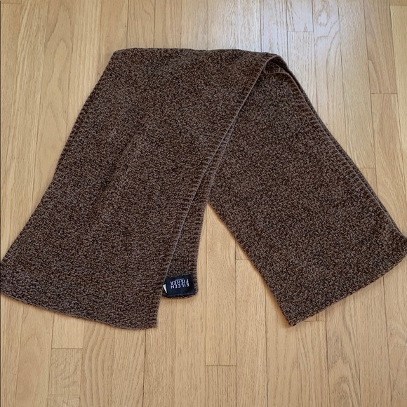 Eileen Fisher Chenille Woven Knit Long Scarf Brown - Picture 1 of 6